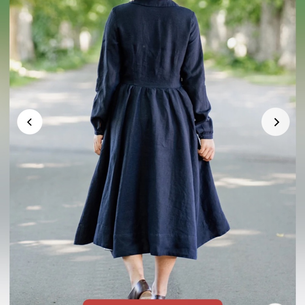 SMALL Long sleeve classic dress in night navy. Son De Flor.